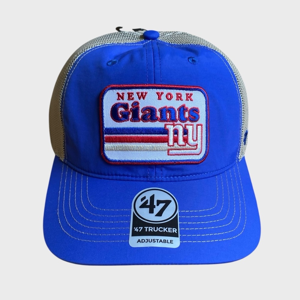 NWT New York Giants '47 Brand Campscape Relaxed Trucker Hat Cap Adjustable Blue